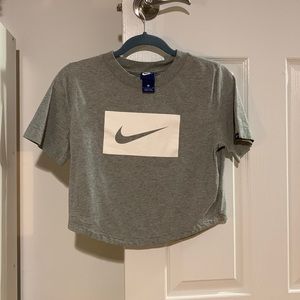 Nike Small Gray Cropped Tee with White contrast logo